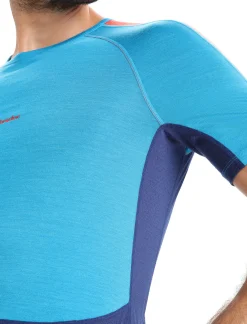 Best Sale Icebreaker 125 Zoneknit™ Merino Kurzarmshirt Herren Geo Blue/Royal Navy