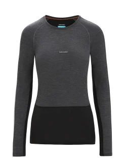 New Icebreaker 125 Zoneknit™ Merino Langarmshirt Damen Jet Heather/Black