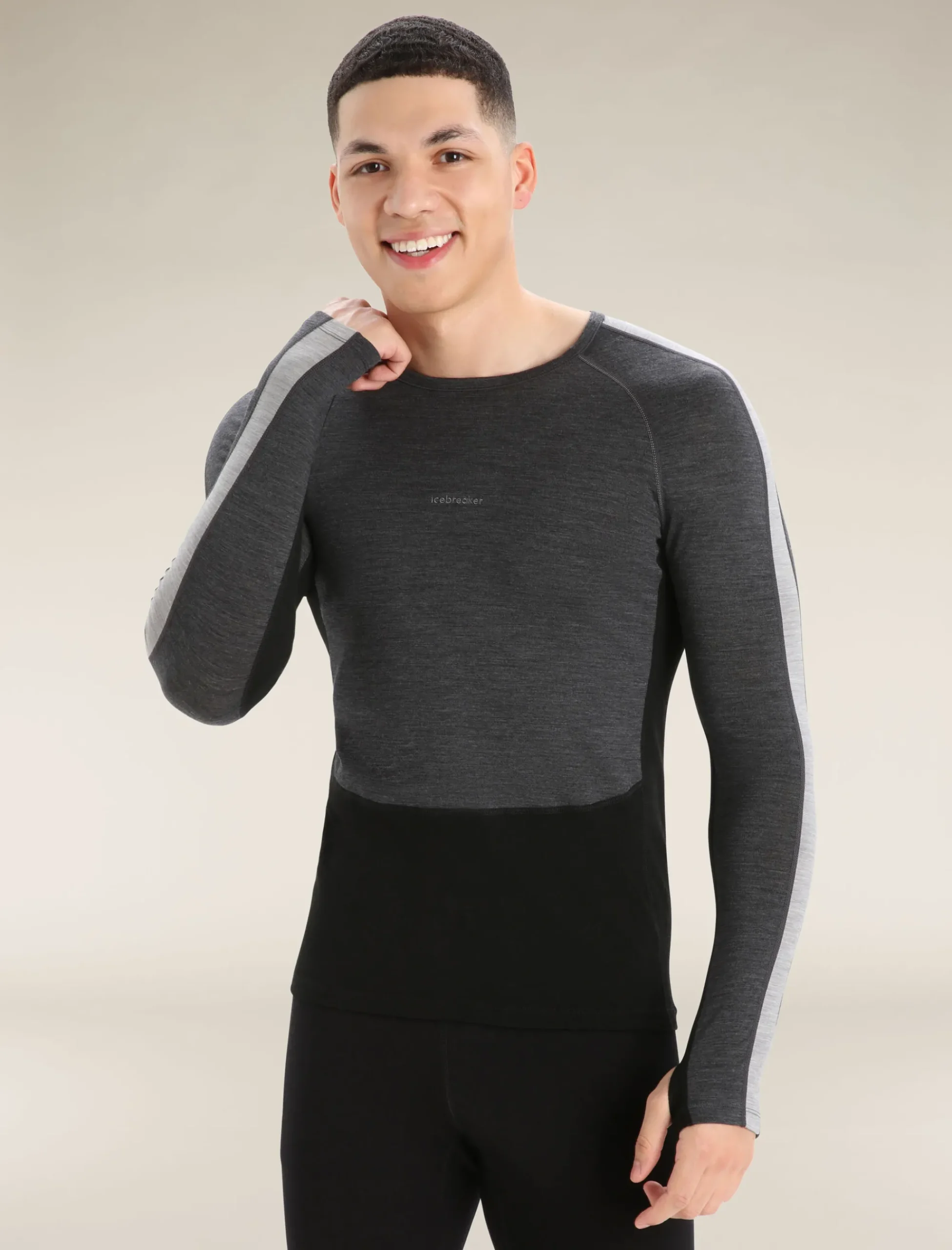 Flash Sale Icebreaker 200 Zoneknit™ Merino Langarmshirt Herren Jet Heather/Black