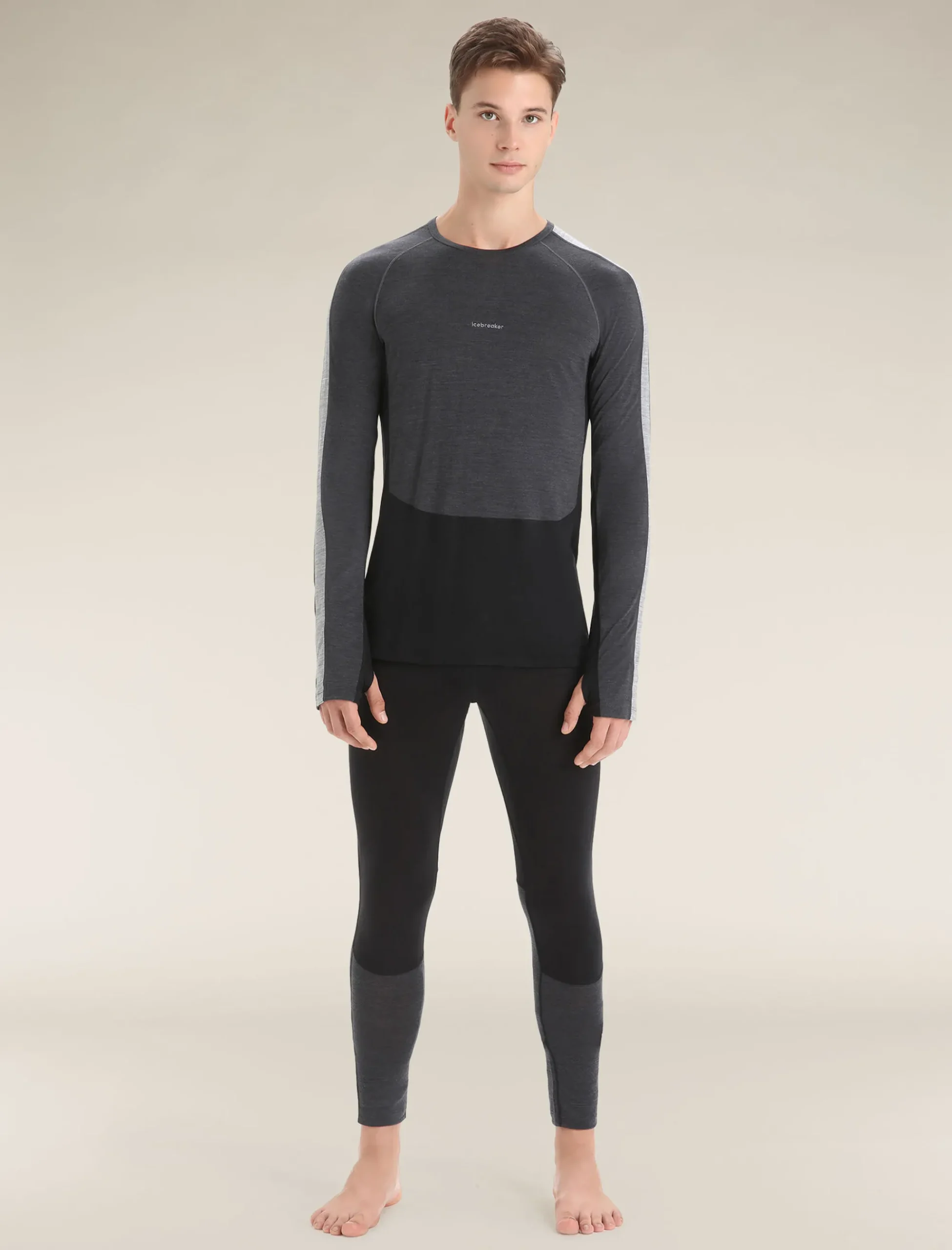 Hot Icebreaker 125 Zoneknit™ Merino Langarmshirt Herren Jet Heather/Black