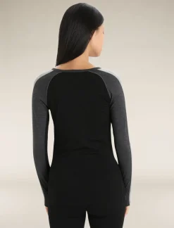 Outlet Icebreaker 200 Zoneknit™ Merino Langarmshirt Damen Jet Heather/Black
