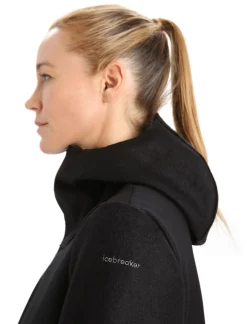 Online Icebreaker Gefilzte Merino Kapuzenjacke Damen Black