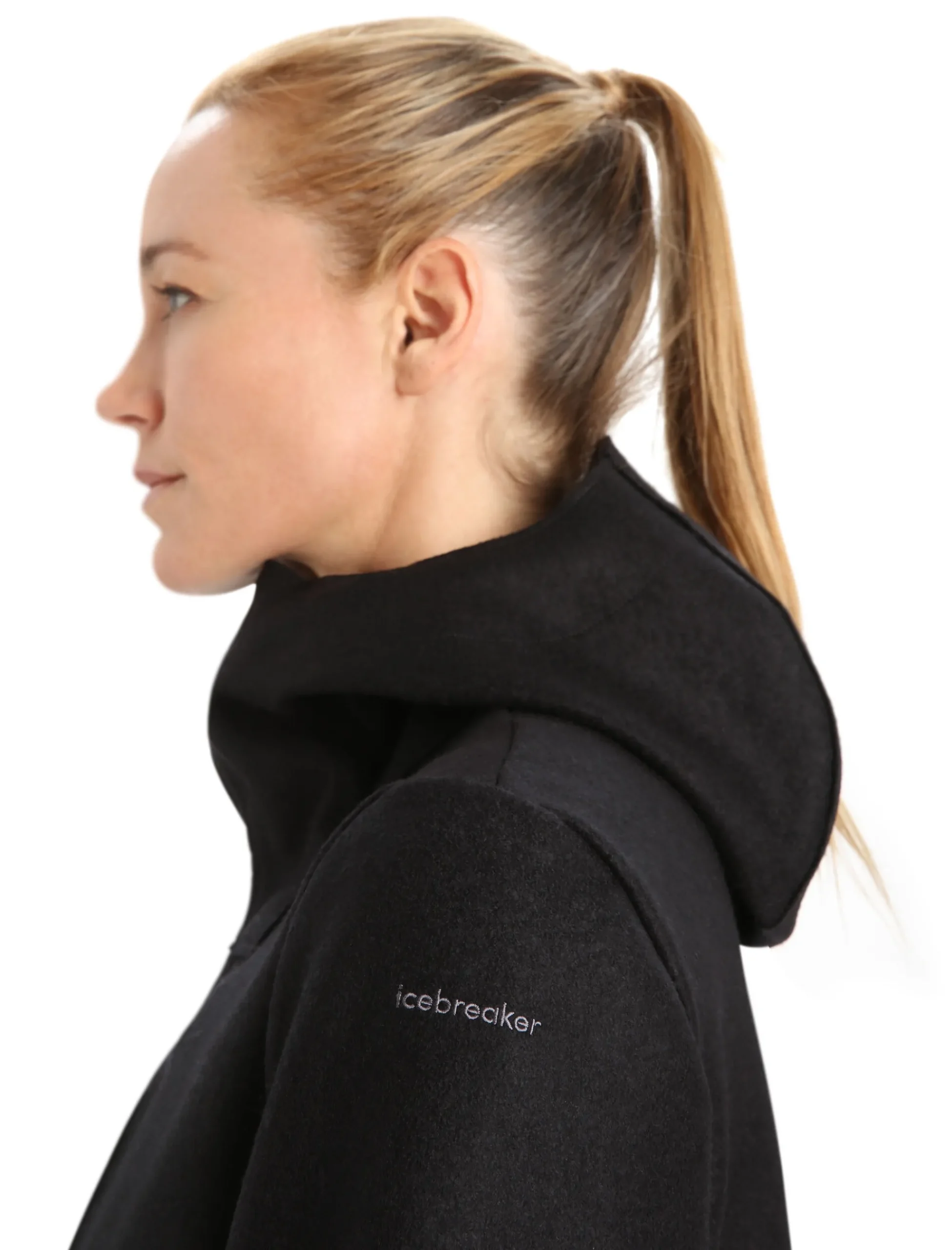 Online Icebreaker Gefilzte Merino Kapuzenjacke Damen Black