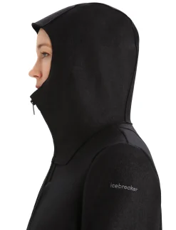 Online Icebreaker Gefilzte Merino Kapuzenjacke Damen Black