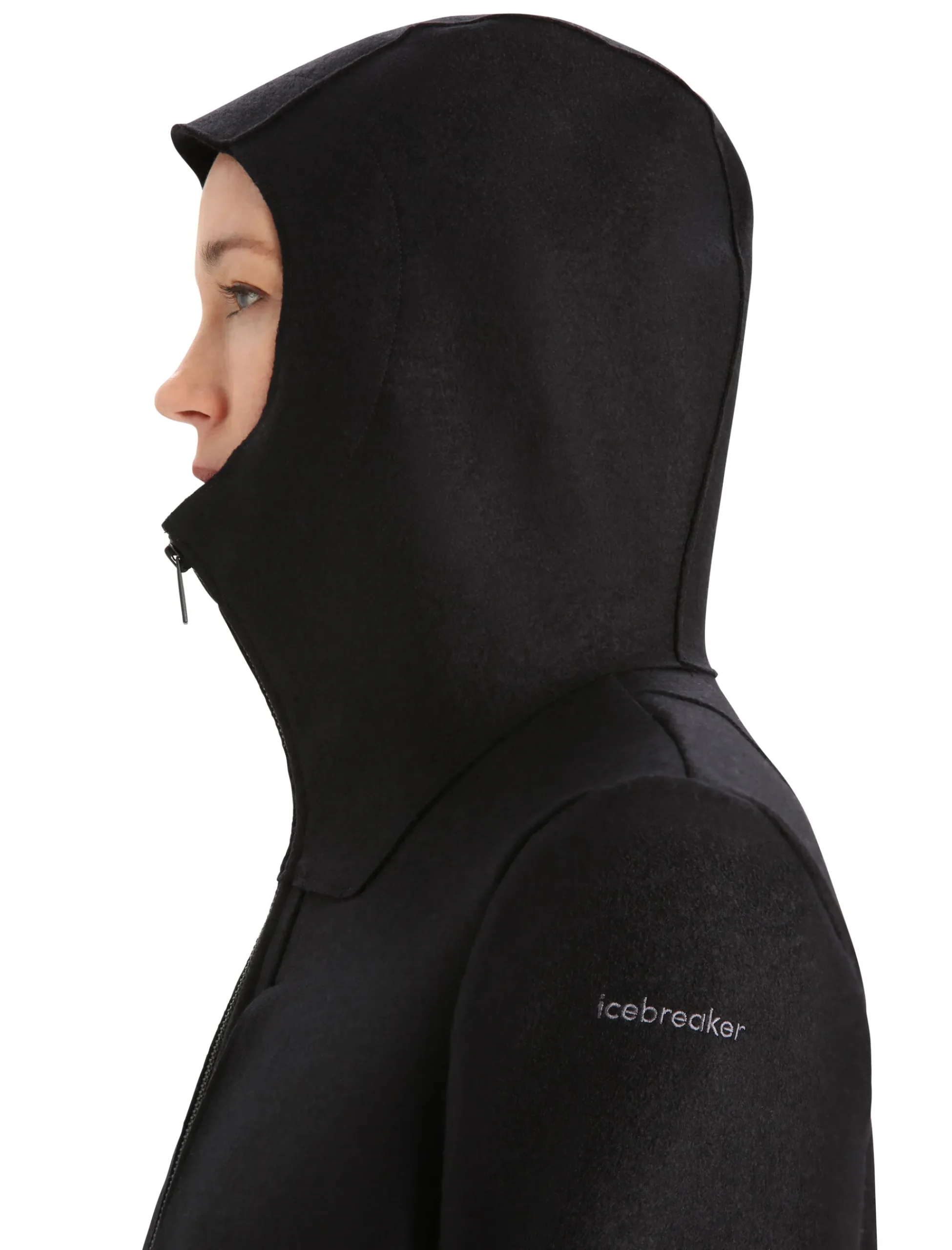 Online Icebreaker Gefilzte Merino Kapuzenjacke Damen Black