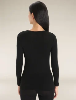 Fashion Icebreaker Merino 175 Everyday Thermo-Langarmshirt Mit Rundhalsausschnitt Damen Black