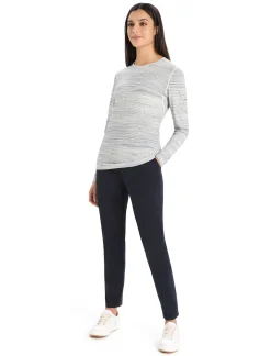 Cheap Icebreaker Merino 200 Oasis Langarmshirt Ski Tracks Damen Snow/Midnight Navy