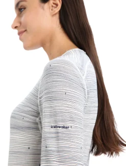 Cheap Icebreaker Merino 200 Oasis Langarmshirt Ski Tracks Damen Snow/Midnight Navy