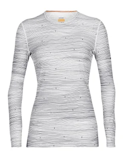 Cheap Icebreaker Merino 200 Oasis Langarmshirt Ski Tracks Damen Snow/Midnight Navy