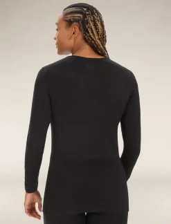 Cheap Icebreaker Merino 200 Oasis Langarmshirt Mit V-Ausschnitt Damen Black