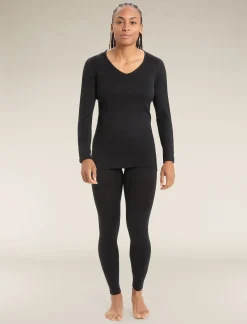 Cheap Icebreaker Merino 200 Oasis Langarmshirt Mit V-Ausschnitt Damen Black