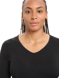 Cheap Icebreaker Merino 200 Oasis Langarmshirt Mit V-Ausschnitt Damen Black