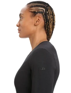 Cheap Icebreaker Merino 200 Oasis Langarmshirt Mit V-Ausschnitt Damen Black