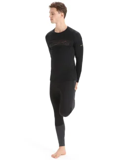 Cheap Icebreaker Merino 200 Oasis Langarmshirt Ski Stripes Herren Black