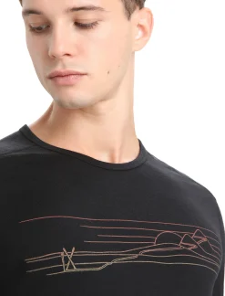 Cheap Icebreaker Merino 200 Oasis Langarmshirt Ski Stripes Herren Black