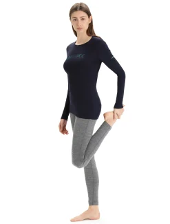 Cheap Icebreaker Merino 200 Oasis Langarmshirt Moon Phase Damen Midnight Navy
