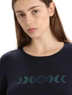 Cheap Icebreaker Merino 200 Oasis Langarmshirt Moon Phase Damen Midnight Navy