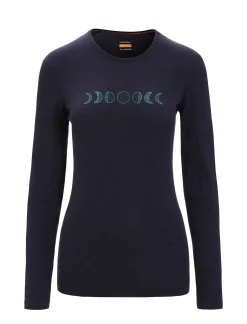 Cheap Icebreaker Merino 200 Oasis Langarmshirt Moon Phase Damen Midnight Navy