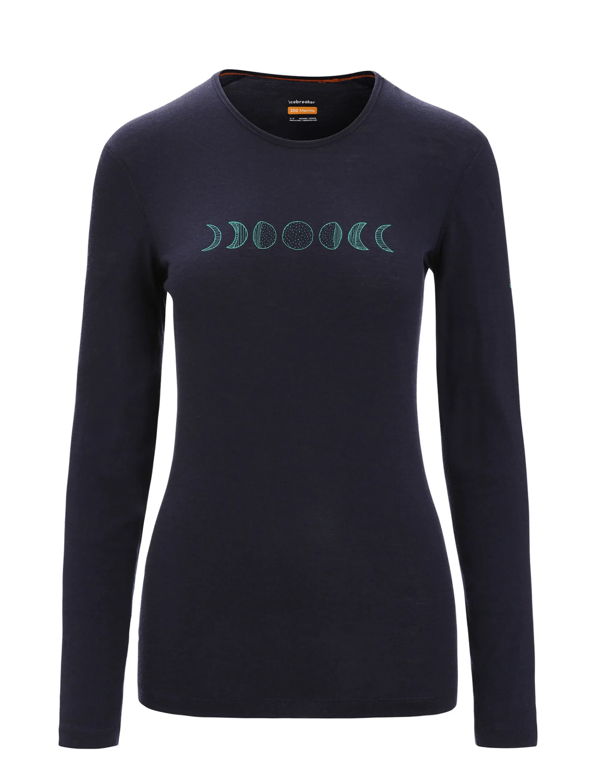 Cheap Icebreaker Merino 200 Oasis Langarmshirt Moon Phase Damen Midnight Navy