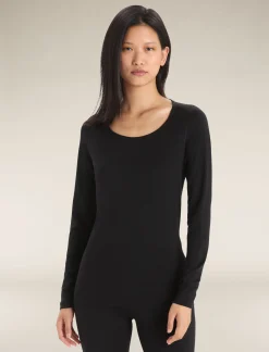 Flash Sale Icebreaker Merino 200 Oasis Thermo-Langarmshirt Mit U-Ausschnitt Damen Black