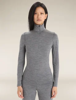 Cheap Icebreaker Merino 200 Oasis Thermo-Langarmshirt Mit Halblangem Reisverschluss Damen Gritstone Heather