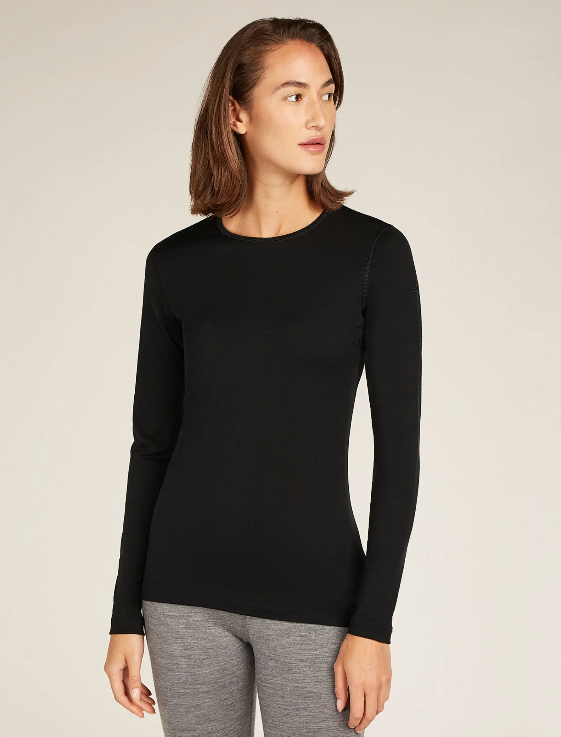 Best Icebreaker Merino 200 Oasis Thermo-Langarmshirt Mit Rundhalsausschnitt Damen Black