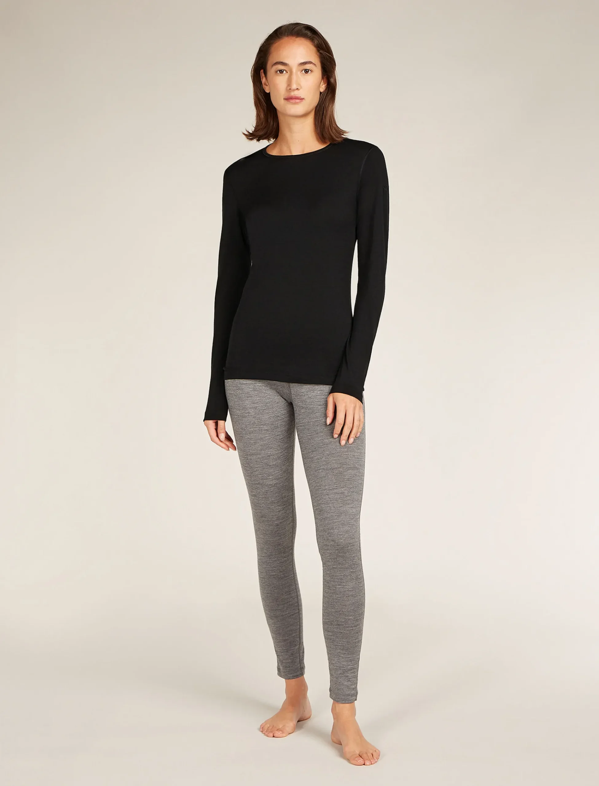 Best Icebreaker Merino 200 Oasis Thermo-Langarmshirt Mit Rundhalsausschnitt Damen Black