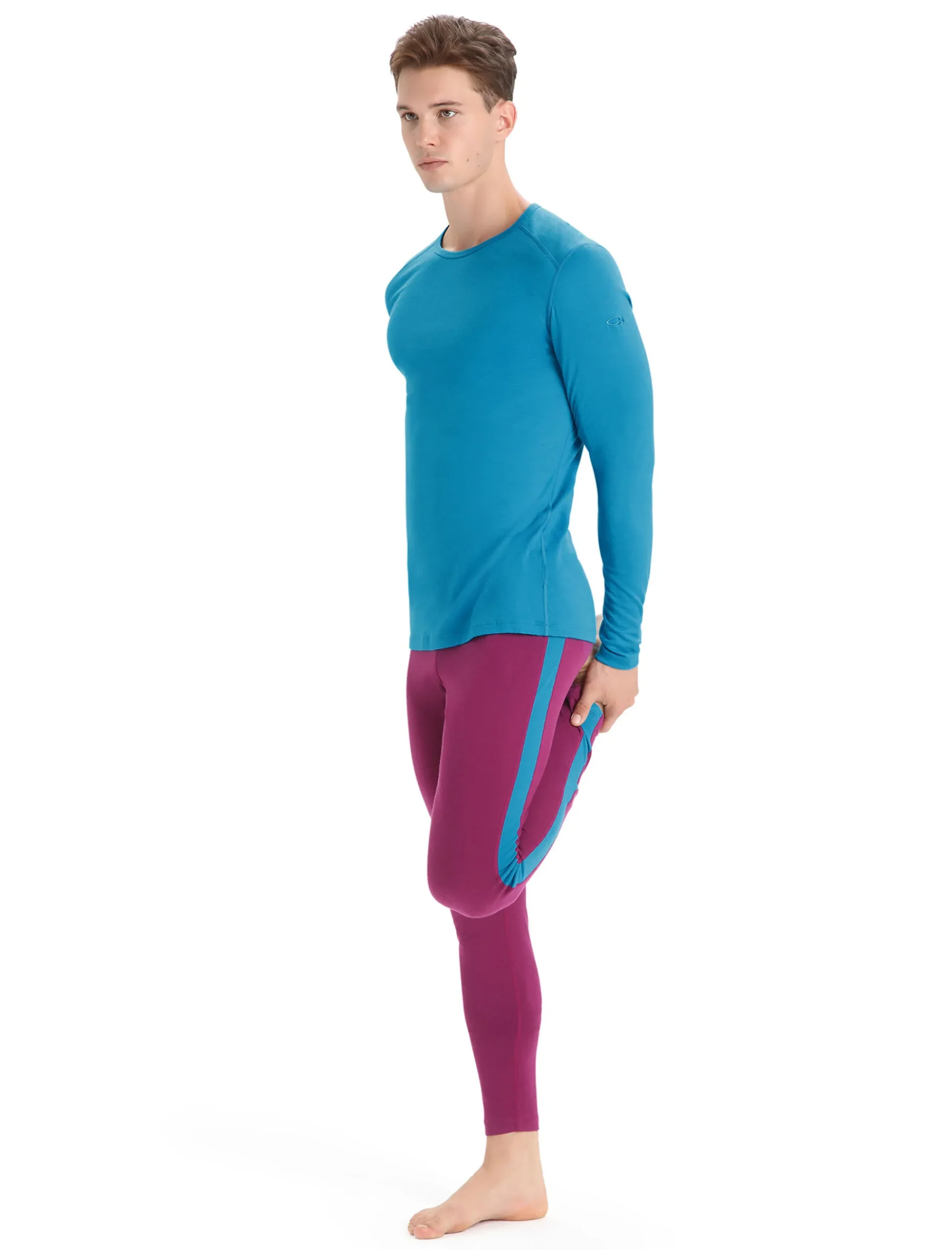 Fashion Icebreaker Merino 200 Oasis Thermo-Langarmshirt Mit Rundhalsausschnitt Herren Geo Blue