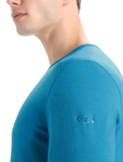 Fashion Icebreaker Merino 200 Oasis Thermo-Langarmshirt Mit Rundhalsausschnitt Herren Geo Blue