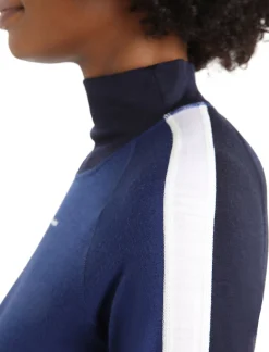 Discount Icebreaker Merino 200 Sonebula Langarmshirt Mit Hohem Kragen Damen Midnight Navy/Royal Navy