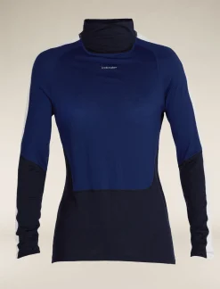 Discount Icebreaker Merino 200 Sonebula Langarmshirt Mit Hohem Kragen Damen Midnight Navy/Royal Navy