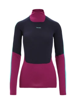 Flash Sale Icebreaker Merino 200 Sonebula Langarmshirt Mit Hohem Kragen Damen Go Berry/Midnight Navy