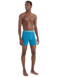 Fashion Icebreaker Merino Anatomica Lange Boxershorts Herren Geo Blue