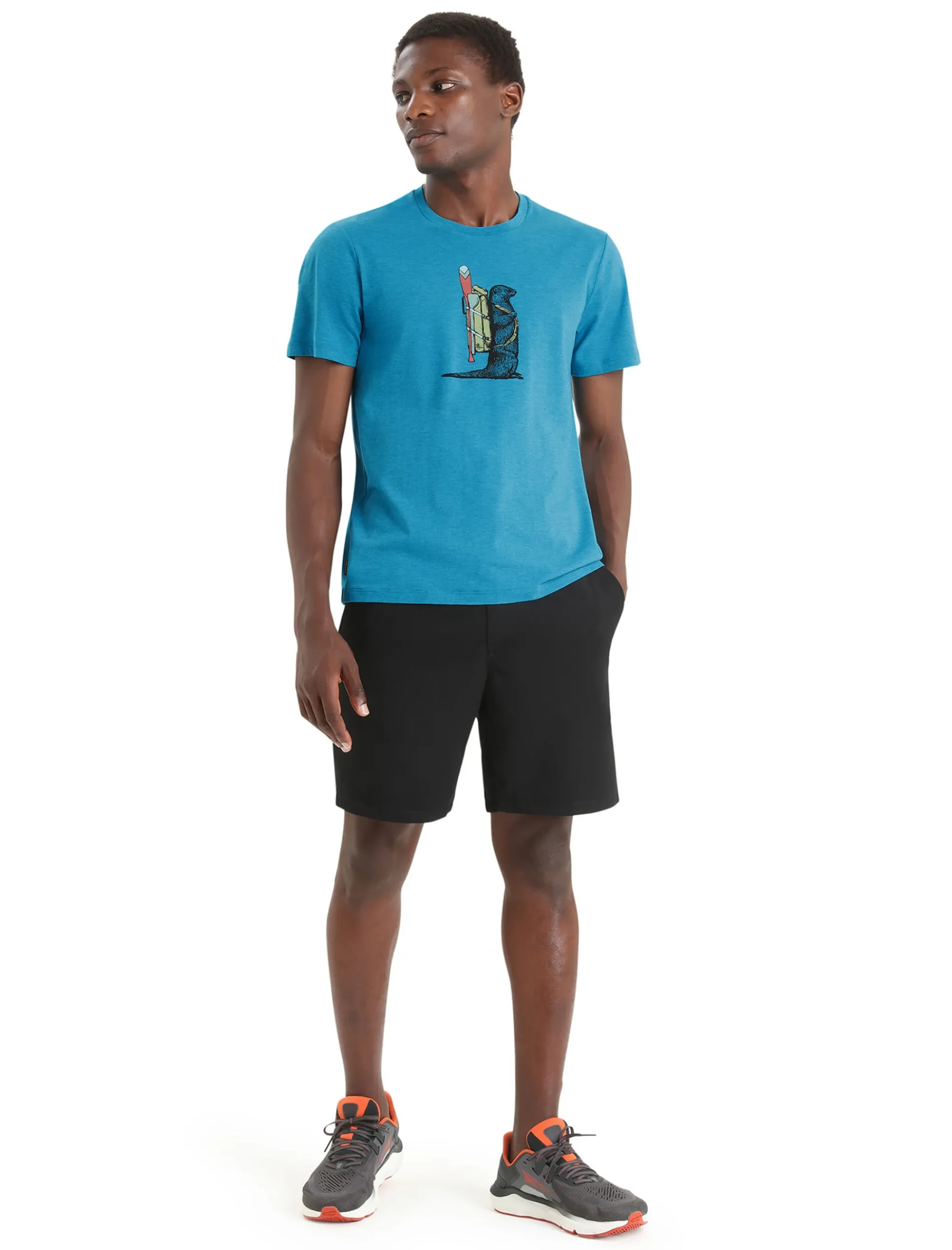 Clearance Icebreaker Merino Central Classic T-Shirt Otter Paddle Herren Geo Blue