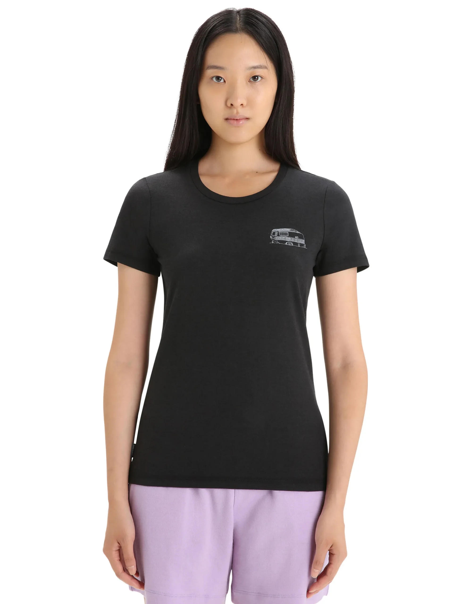 Hot Icebreaker Merino Central Classic T-Shirt Caravan Life Damen Black