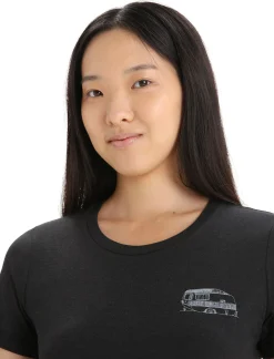 Hot Icebreaker Merino Central Classic T-Shirt Caravan Life Damen Black