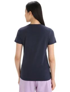 Clearance Icebreaker Merino Central Classic T-Shirt Tour Du Mont Blanc Damen Midnight Navy
