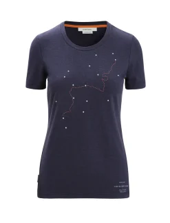 Clearance Icebreaker Merino Central Classic T-Shirt Tour Du Mont Blanc Damen Midnight Navy