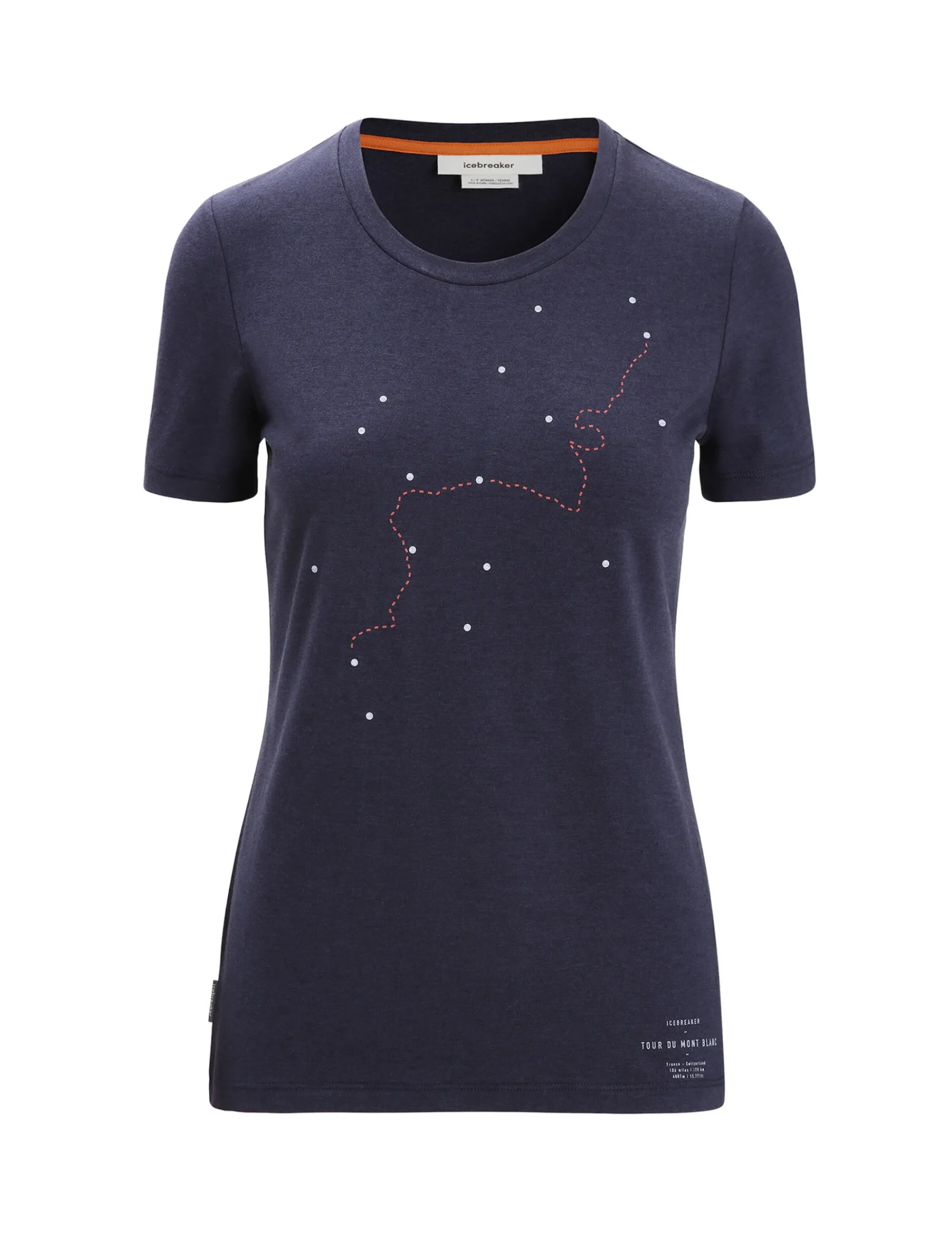 Clearance Icebreaker Merino Central Classic T-Shirt Tour Du Mont Blanc Damen Midnight Navy