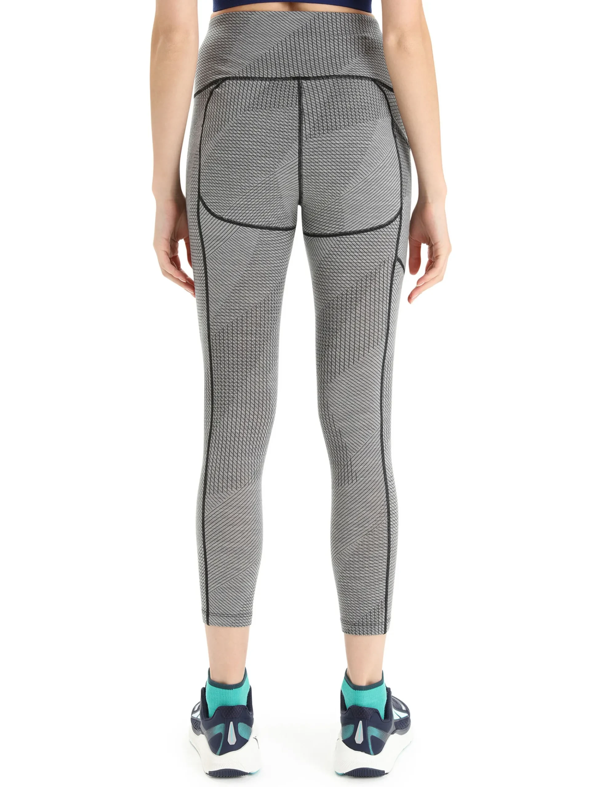 Best Sale Icebreaker Merino Fastray High Rise Tights Gridlines Damen Metro Heather/Black