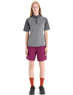 Hot Icebreaker Merino Hike Kurzarmshirt Damen Gritstone Heather/Monsoon