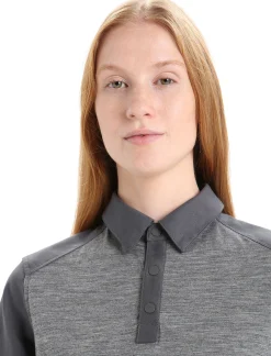 Hot Icebreaker Merino Hike Kurzarmshirt Damen Gritstone Heather/Monsoon