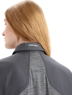 Hot Icebreaker Merino Hike Kurzarmshirt Damen Gritstone Heather/Monsoon