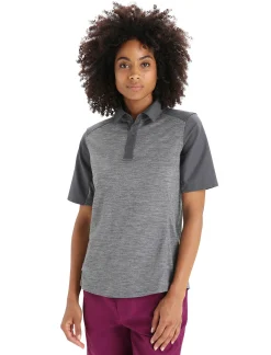 Hot Icebreaker Merino Hike Kurzarmshirt Damen Gritstone Heather/Monsoon