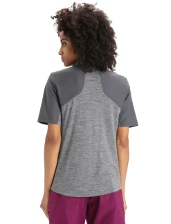 Hot Icebreaker Merino Hike Kurzarmshirt Damen Gritstone Heather/Monsoon