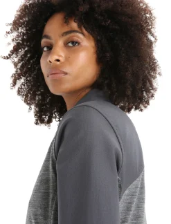 Online Icebreaker Merino Hike Langarmshirt Damen Gritstone Heather/Monsoon