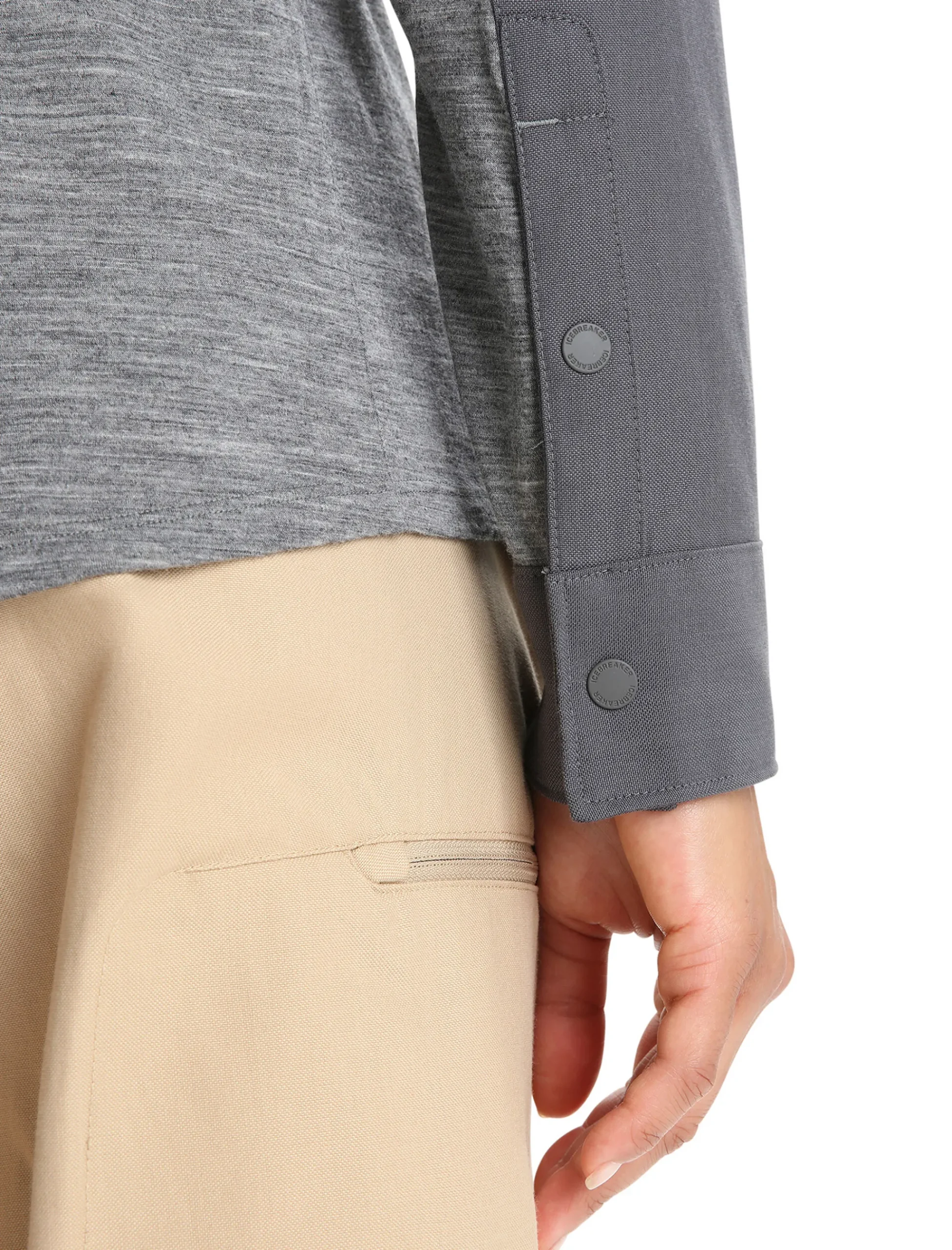 Online Icebreaker Merino Hike Langarmshirt Damen Gritstone Heather/Monsoon