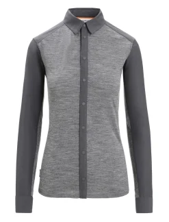 Online Icebreaker Merino Hike Langarmshirt Damen Gritstone Heather/Monsoon
