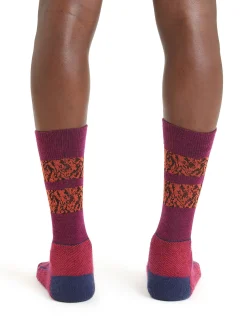 New Icebreaker Merino Hike+ Light Socken Crew Natural Summit Herren Go Berry/Royal Navy