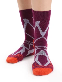 New Icebreaker Merino Hike+ Medium Socken Crew Fractured Landscapes Damen Purple Gaze/Go Berry